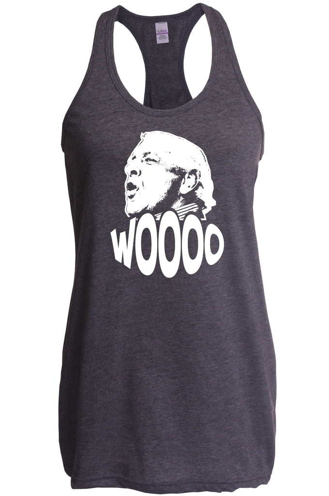 Wooo Racerback Tank Top racer back stylin', profilin', limousine riding, jet flying, kiss-stealing, wheelin' and dealin' son of a gun wrestling 90s wrestler legend champion heavy weight