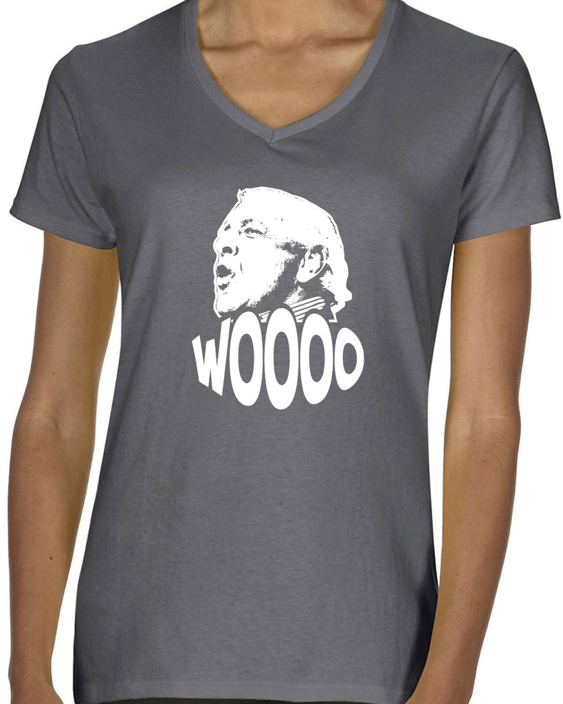 Wooo Womens V-neck T-shirt stylin', profilin', limousine riding, jet flying, kiss-stealing, wheelin' and dealin' son of a gun wrestling 90s wrestler legend champion heavy weight