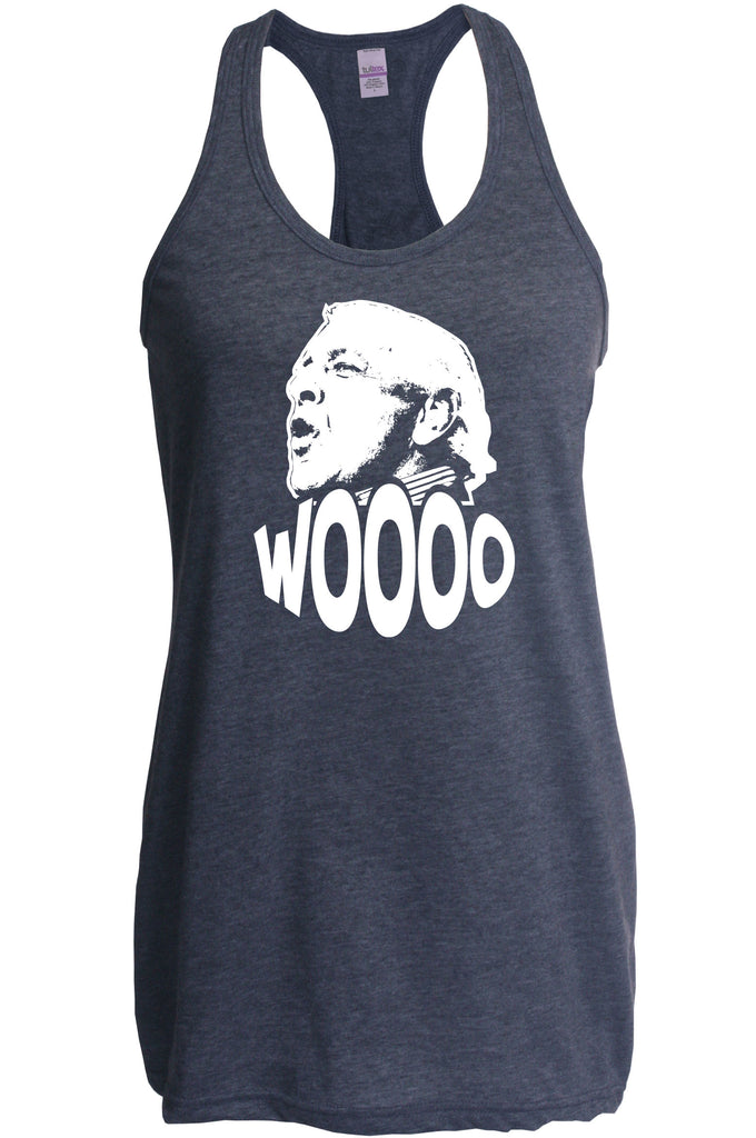 Wooo Racerback Tank Top racer back stylin', profilin', limousine riding, jet flying, kiss-stealing, wheelin' and dealin' son of a gun wrestling 90s wrestler legend champion heavy weight