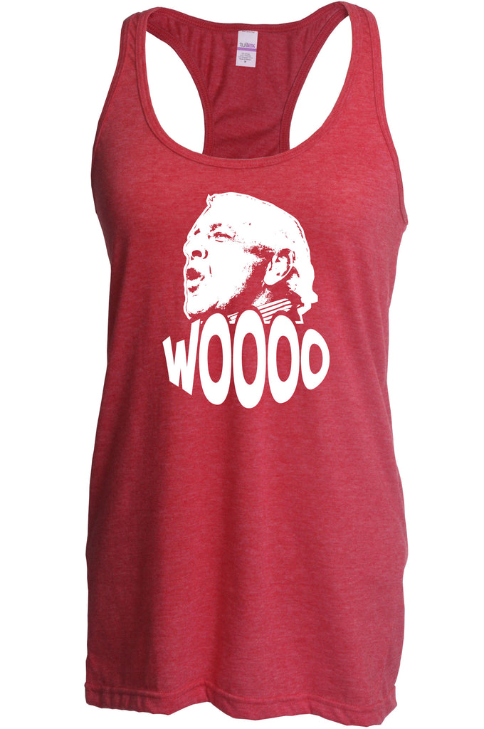 Wooo Racerback Tank Top racer back stylin', profilin', limousine riding, jet flying, kiss-stealing, wheelin' and dealin' son of a gun wrestling 90s wrestler legend champion heavy weight