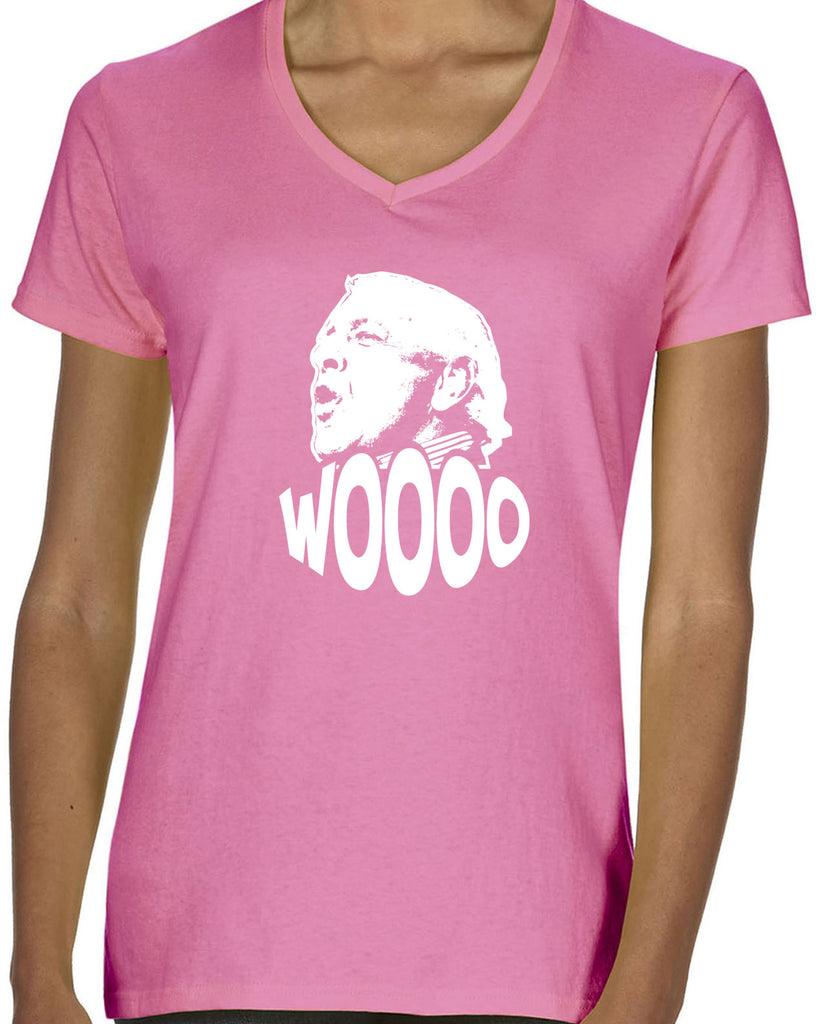 Wooo Womens V-neck T-shirt stylin', profilin', limousine riding, jet flying, kiss-stealing, wheelin' and dealin' son of a gun wrestling 90s wrestler legend champion heavy weight