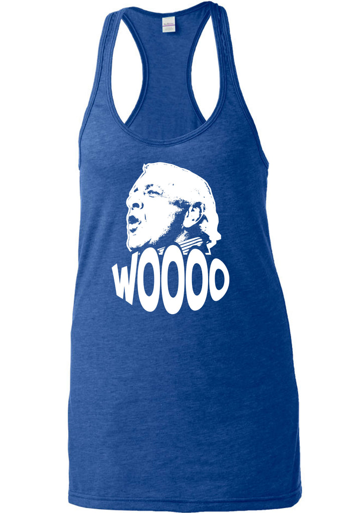 Wooo Racerback Tank Top racer back stylin', profilin', limousine riding, jet flying, kiss-stealing, wheelin' and dealin' son of a gun wrestling 90s wrestler legend champion heavy weight