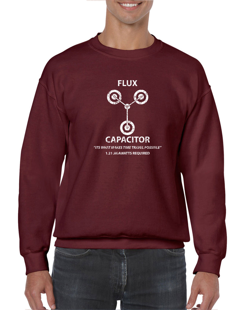 Flux Capacitor Crew Sweatshirt time travel back to the future marty mcfly doc brown 80s movie party