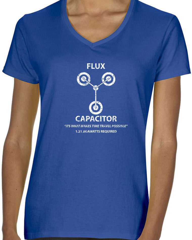 Women's Short Sleeve V-Neck T-Shirt - Flux Capacitor