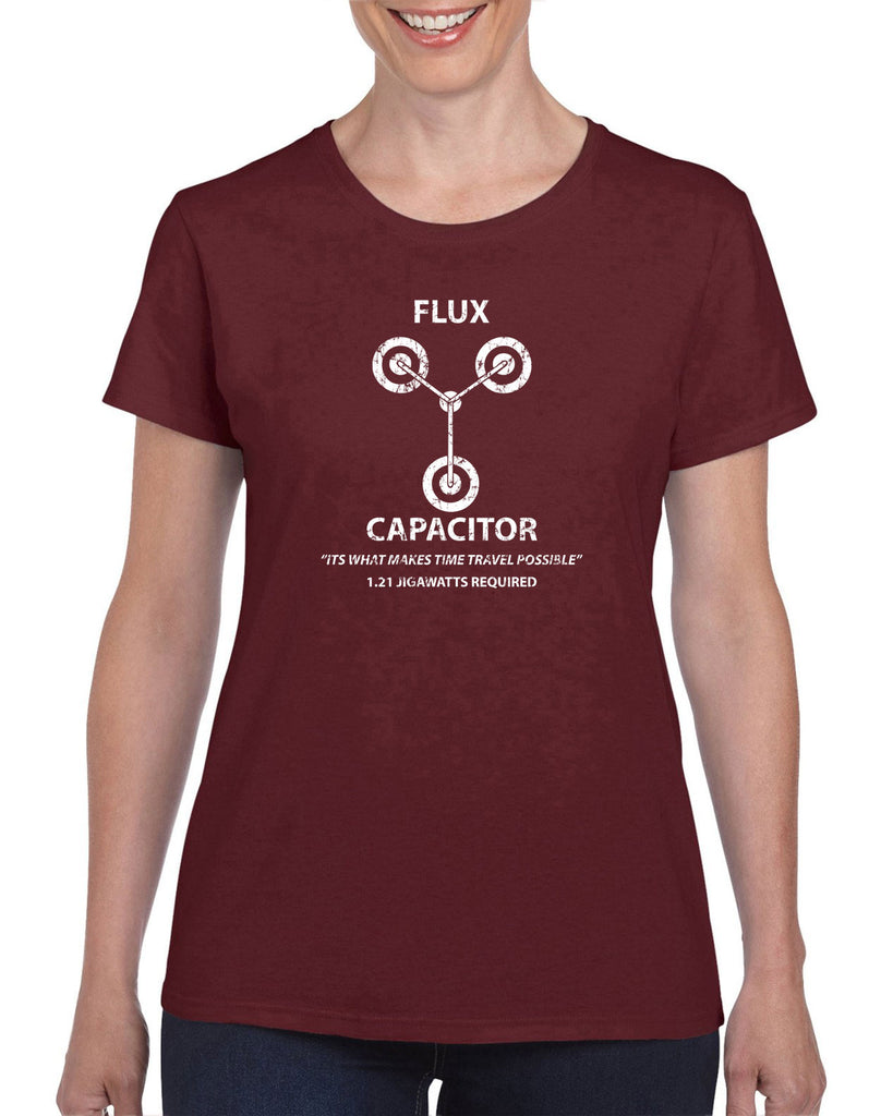 Flux Capacitor Womens T-shirt time travel back to the future marty mcfly doc brown 80s movie party