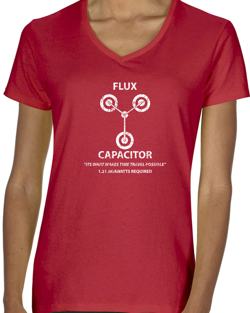 Women's Short Sleeve V-Neck T-Shirt - Flux Capacitor