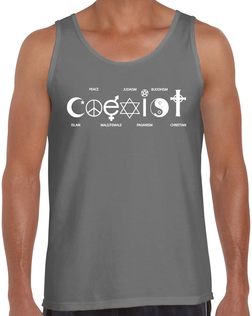 Hot Press Apparel Coexist Tank Top world peace religious freedom love trumps hate apparel shirt garment soft blend cotton 