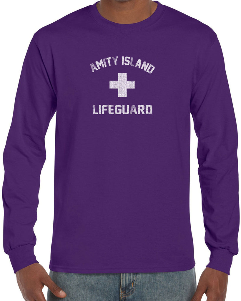 Men's Long Sleeve Shirt - Amity Island Lifeguard
