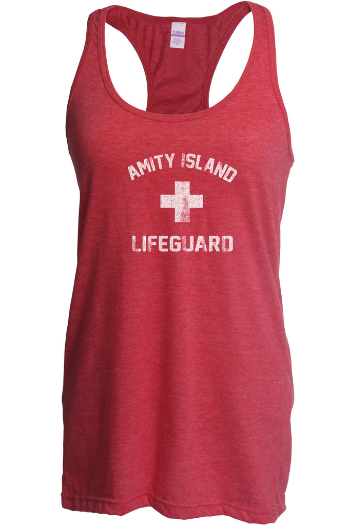 Amity Island Lifeguard Racer Back racerback Tank Top jaws great white sharks you're gonna need a bigger boat scary movie horror