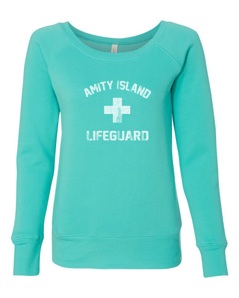 Women's Off the Shoulder Sweatshirt - Amity Island Lifeguard