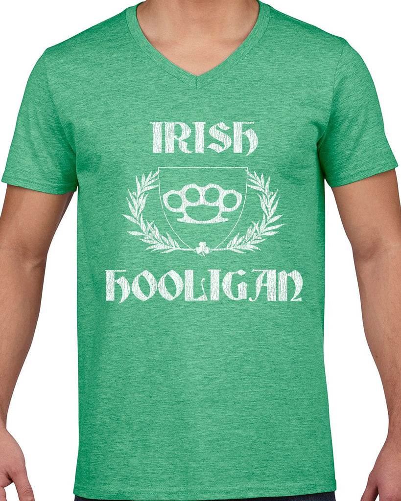 Irish Hooligan Leprechaun Mens V-neck T-shirt St. Patricks Day funny party clover irish beer drunk drink party college holiday pattys day