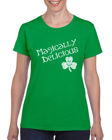 Magically Delicious Womens T-shirt leprechaun clover St. Patricks Day st. pattys day Irish Ireland ginger drunk drinking party college holiday