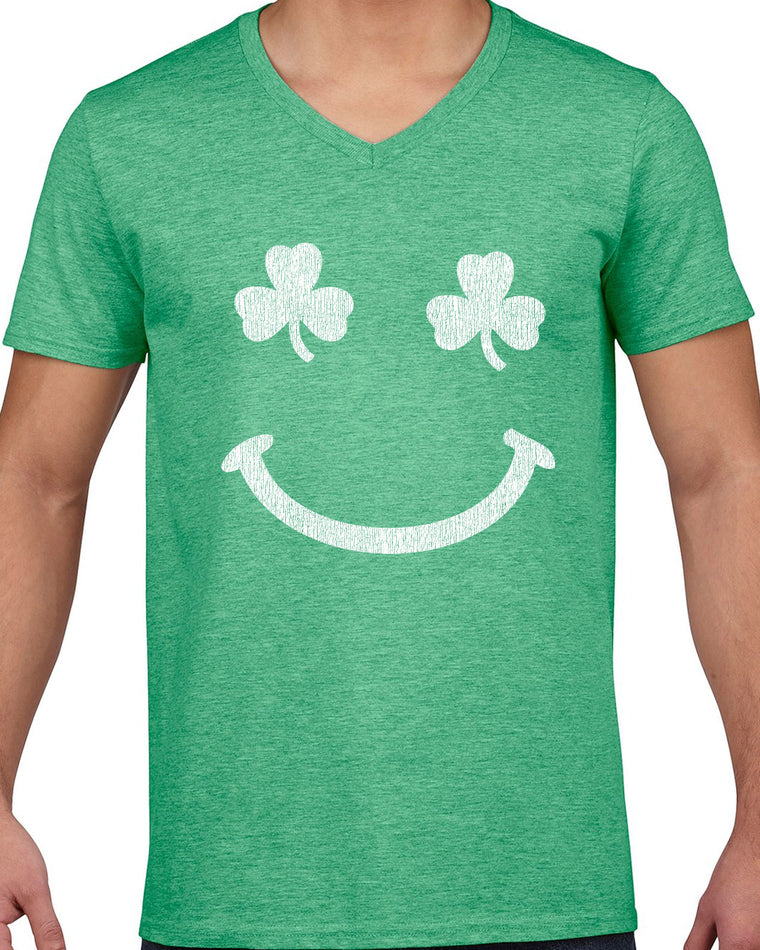 Men's Short Sleeve V-Neck T-Shirt - Irish Clover Smile