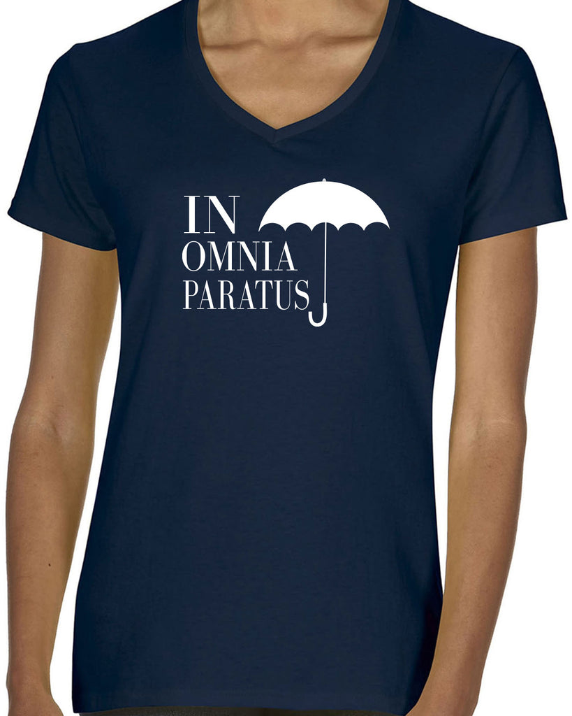 In Omnia Paratus Womens V-neck Shirt funny tv show gilmore girls lori rory lukes diner umbrella vintage retro