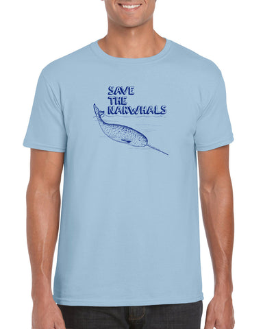 Save the Narwhals Mens T-shirt funny whale conservation preservation endangered species ocean animal mammal whale