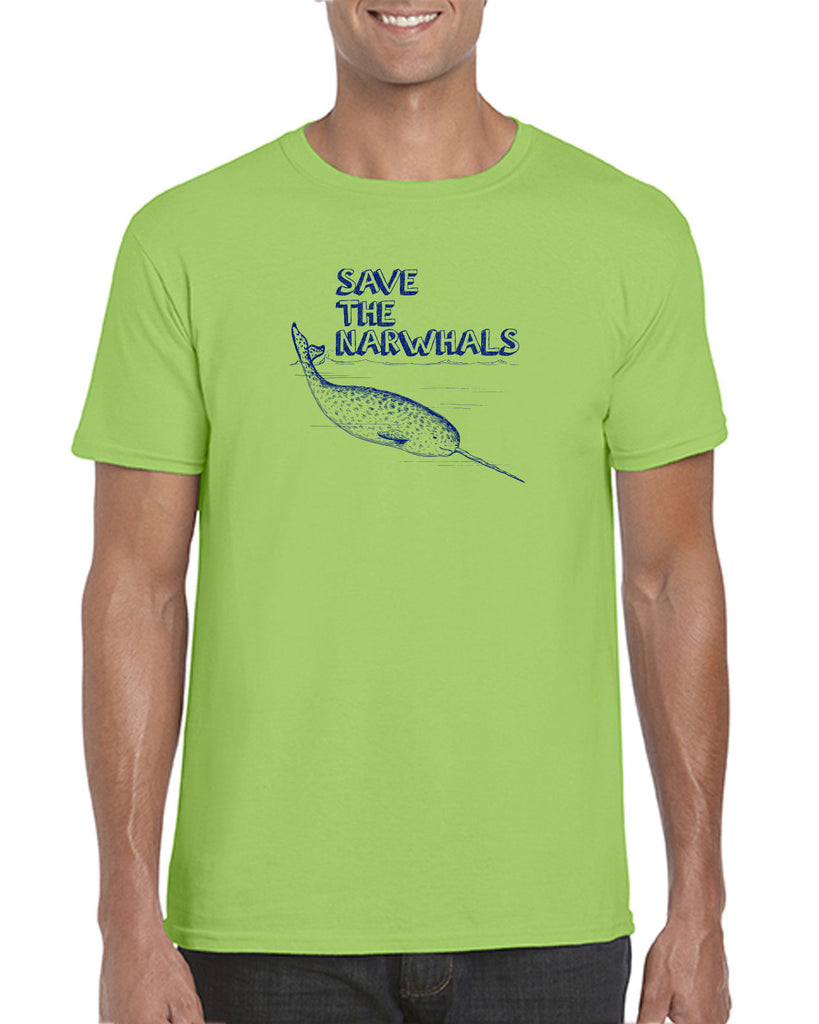 Save the Narwhals Mens T-shirt funny whale conservation preservation endangered species ocean animal mammal whale