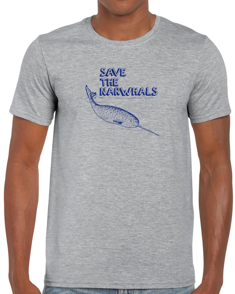 Save the Narwhals Mens T-shirt funny whale conservation preservation endangered species ocean animal mammal whale