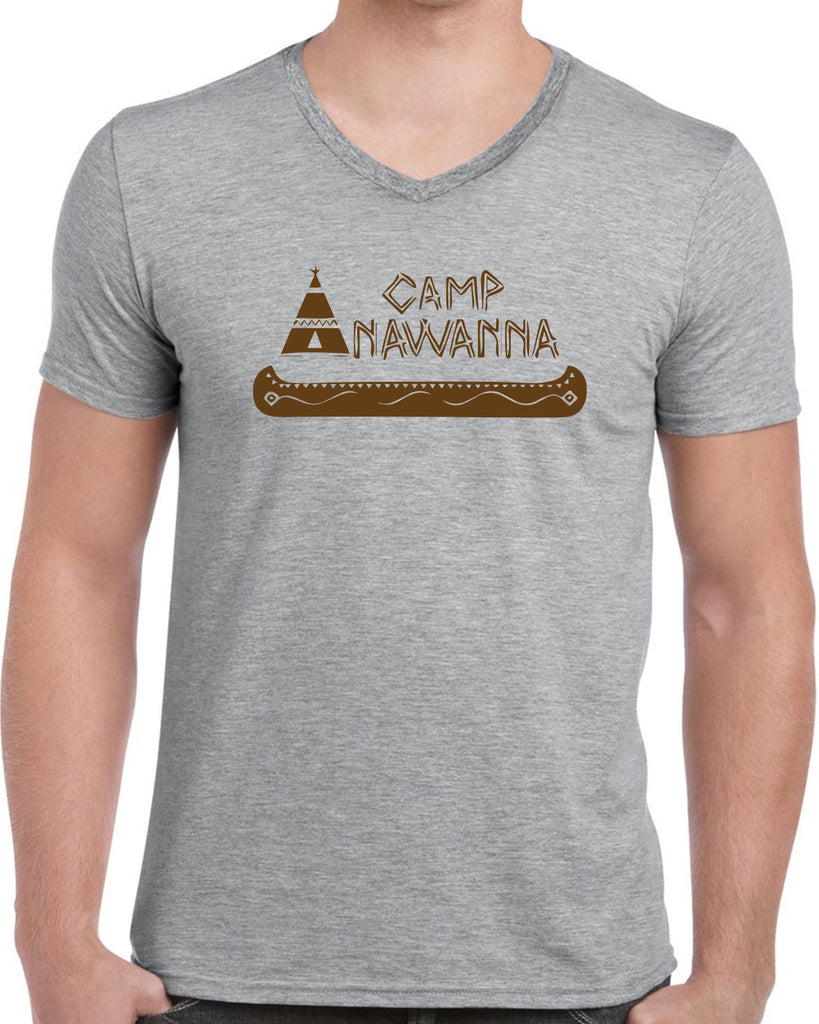 Camp Anawanna Womens V-neck Shirt Funny Tv Show Salute Our Shorts Halloween Costume Counselor 90s Funny Vintage Retro