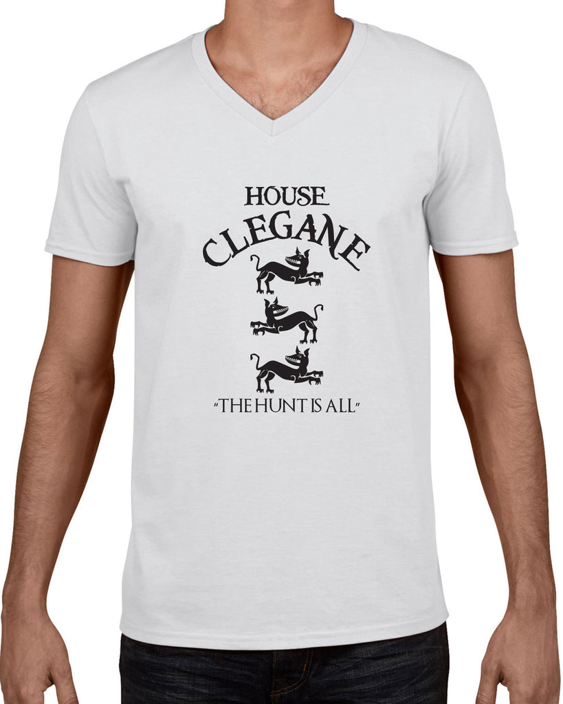 House Clegane V-neck Short Sleeve Shirt funny game of thrones sigil the mountain hound westeros king castle the hunt is all