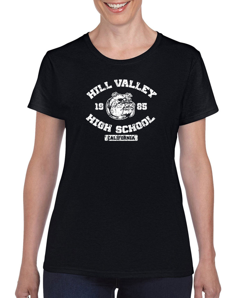 Hill Valley High School Womens T-Shirt Funny 80s Movie Back To The Future Marty Mcfly Halloween Costume Vintage Retro