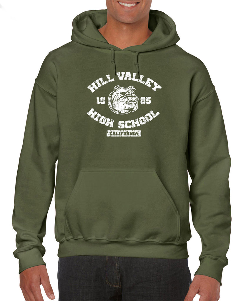 Hill Valley High School Hooded Sweatshirt Funny 80s Movie Back To The Future Marty Mcfly Halloween Costume Vintage Retro 