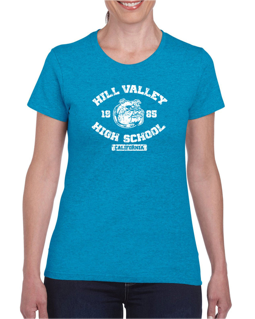Hill Valley High School Womens T-Shirt Funny 80s Movie Back To The Future Marty Mcfly Halloween Costume Vintage Retro