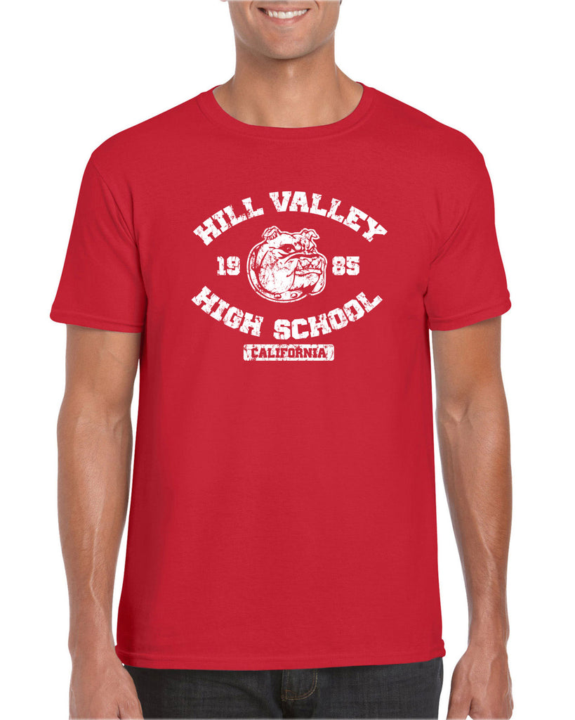 Hill Valley High School Mens T-Shirt Funny 80s Movie Back To The Future Marty Mcfly Halloween Costume Vintage Retro