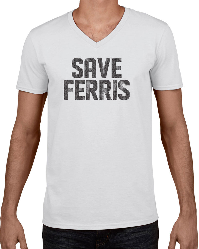 Save Ferris Mens V-Neck T-Shirt Funny 80s Movie Day Off Halloween Costume