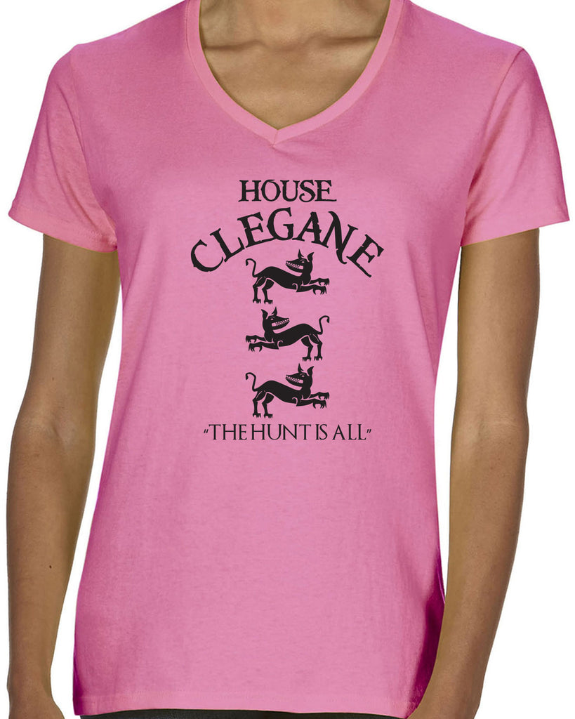 House Clegane Womens V-neck Shirt funny game of thrones sigil the mountain hound westeros king castle the hunt is all