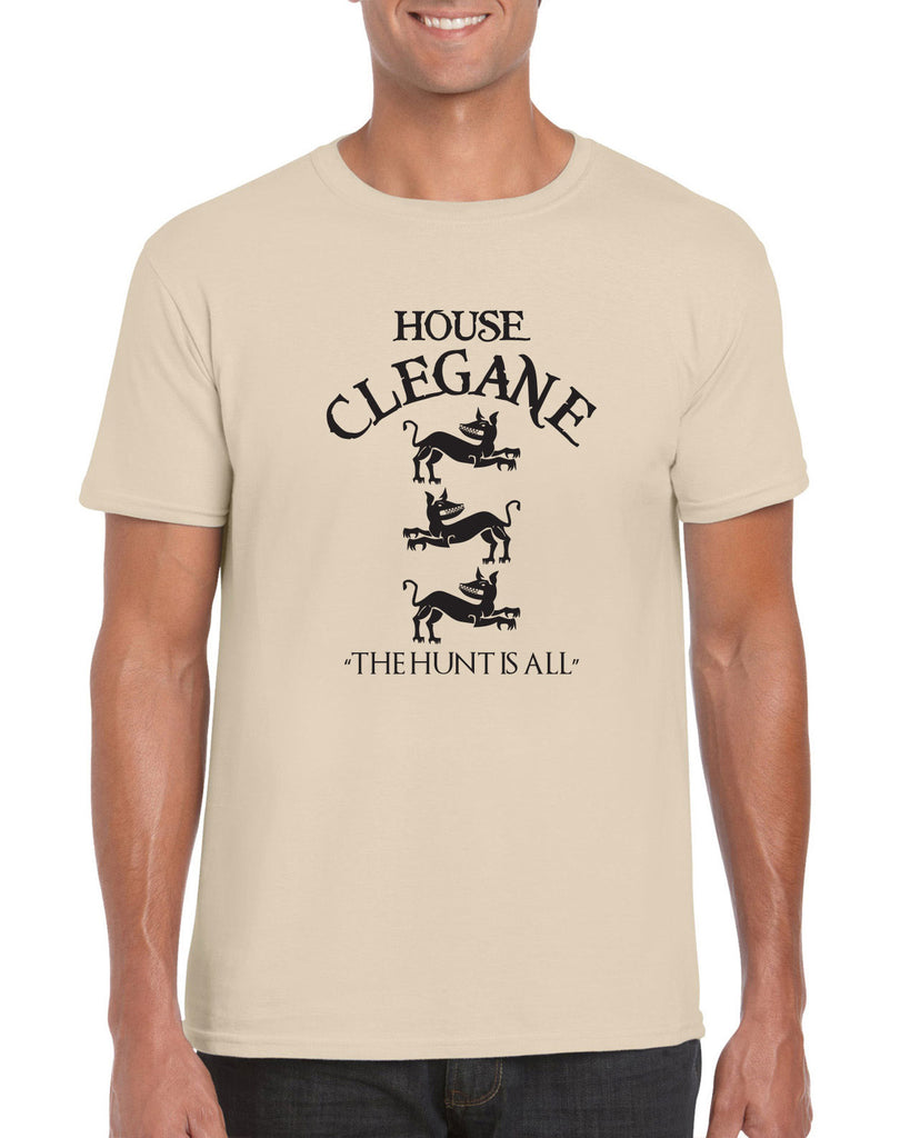 House Clegane Mens Short Sleeve Shirt funny game of thrones sigil the mountain hound westeros king castle the hunt is all