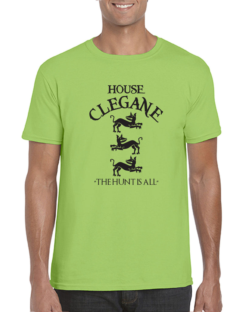 House Clegane Mens Short Sleeve Shirt funny game of thrones sigil the mountain hound westeros king castle the hunt is all