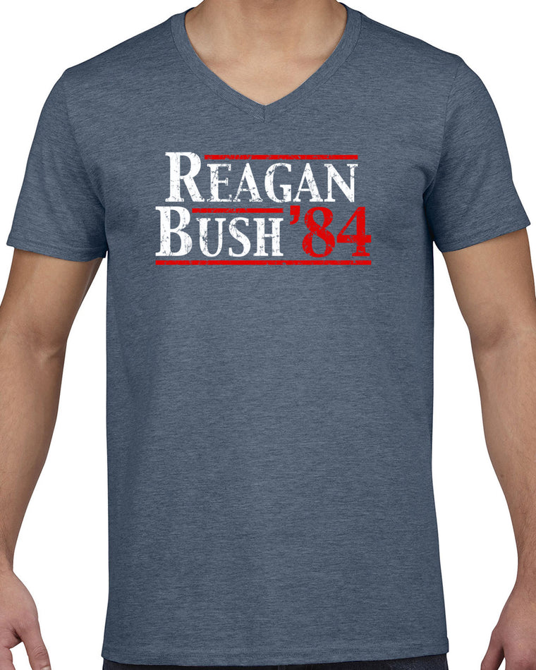 Men's Short Sleeve V-Neck T-Shirt - Reagan Bush 1984
