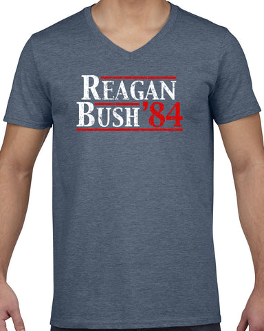 Reagan Bush 1984 Men's V-neck Shirt election campaign rally president 80s party costume vintage retro