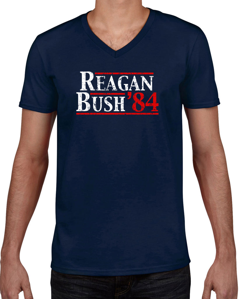 Reagan Bush 1984 Men's V-neck Shirt election campaign rally president 80s party costume vintage retro