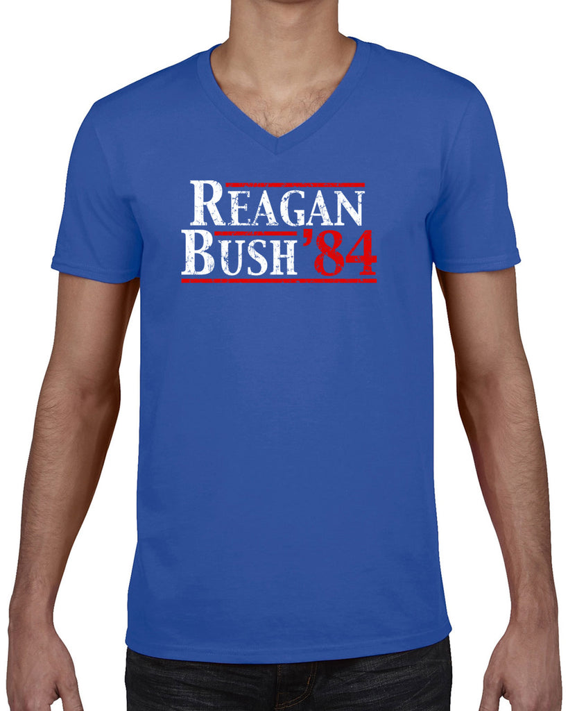Reagan Bush 1984 Men's V-neck Shirt election campaign rally president 80s party costume vintage retro