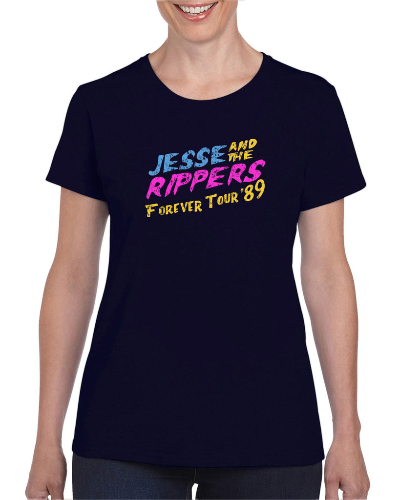 Jesse and the Rippers Forever Tour Womens T-Shirt 80s Tv Show 90s Uncle Jesse Halloween Costume Party College Full House Vintage Retro