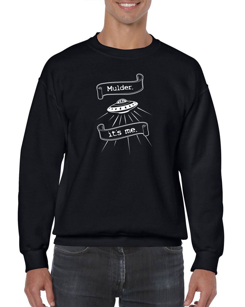 Mulder Its Me Crew Sweatshirt Funny Alien UFO Area 51 X-Files Mulder Scully Flying Saucer Outer Space Vintage Retro