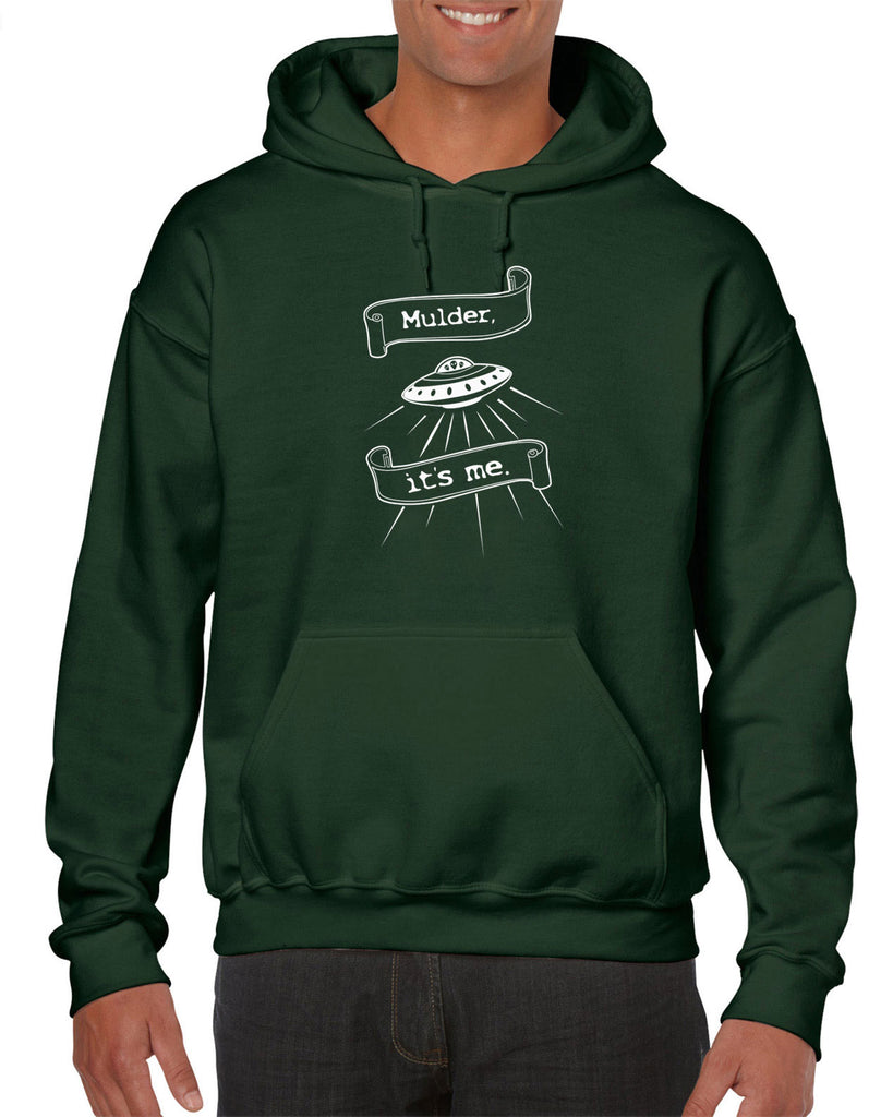 Mulder Its Me Hoodie Hooded Sweatshirt Funny Alien UFO Area 51 X-Files Mulder Scully Flying Saucer Outer Space Vintage Retro