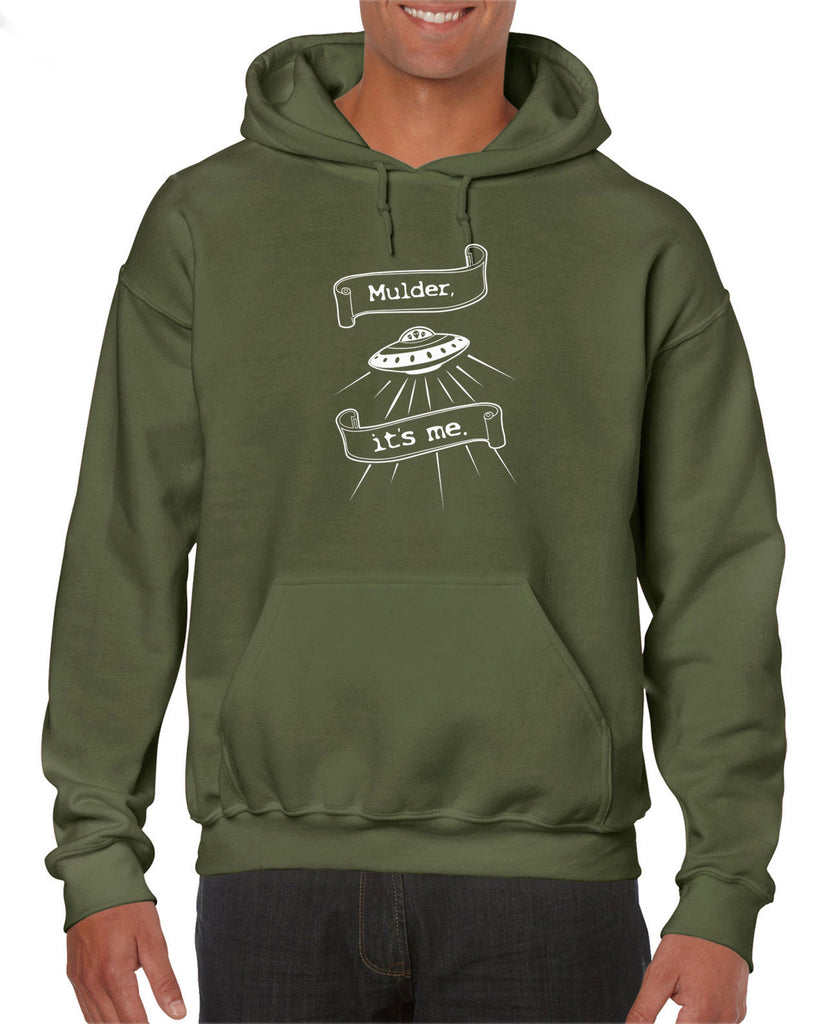 Mulder Its Me Hoodie Hooded Sweatshirt Funny Alien UFO Area 51 X-Files Mulder Scully Flying Saucer Outer Space Vintage Retro