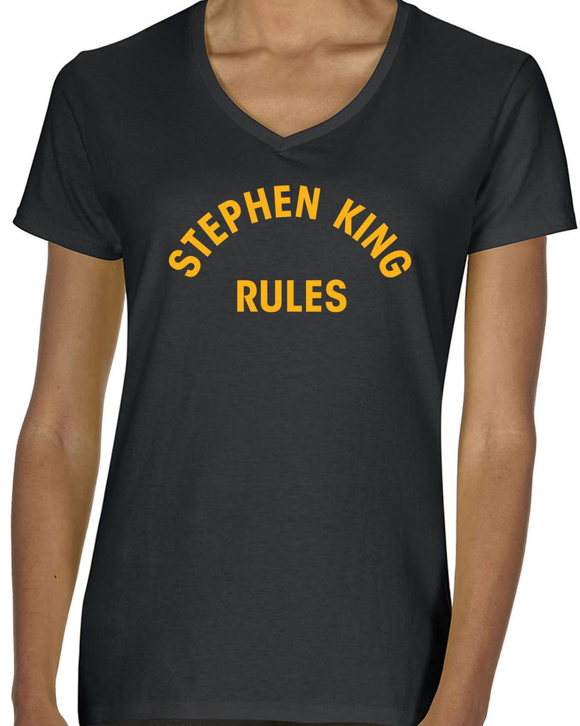 Stephen King Rules Womens V-neck T-shirt funny monster squad 80s movie scary horror film movie costume party halloween