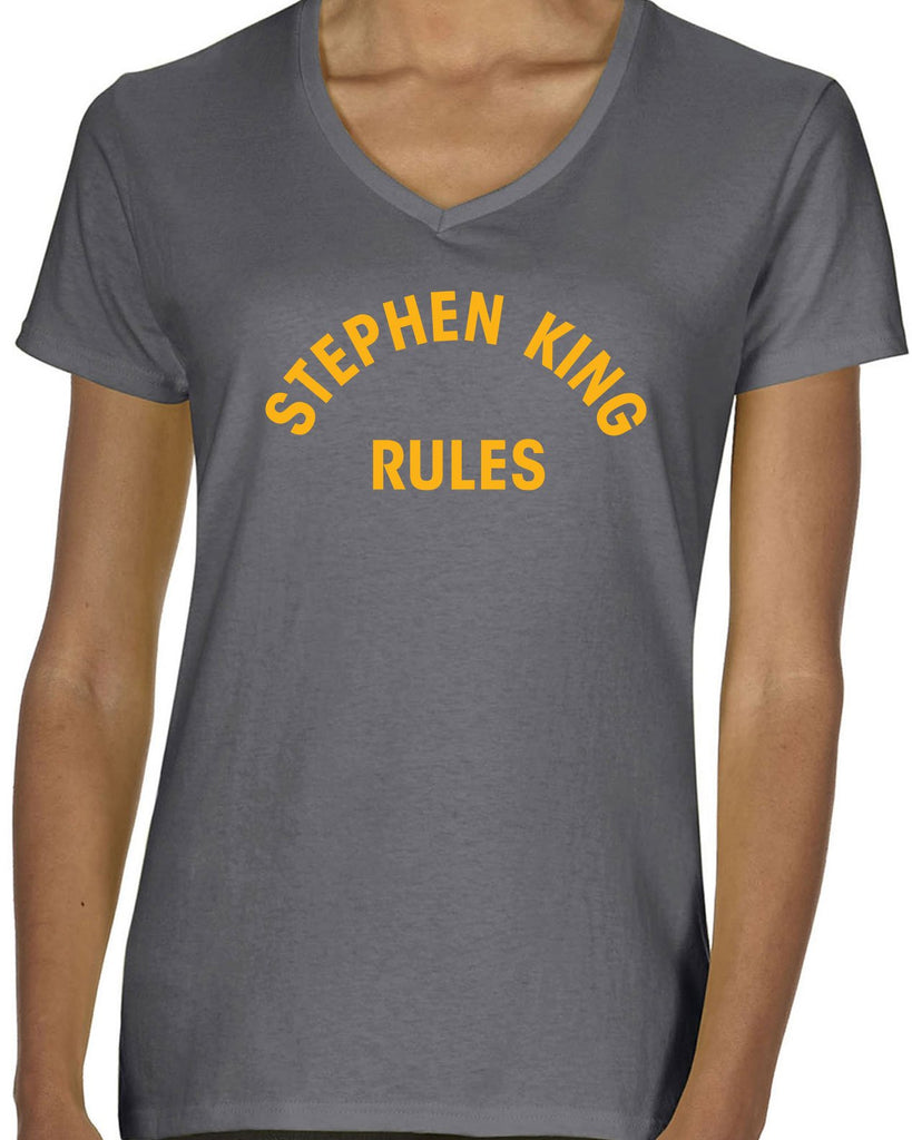 Stephen King Rules Womens V-neck T-shirt funny monster squad 80s movie scary horror film movie costume party halloween