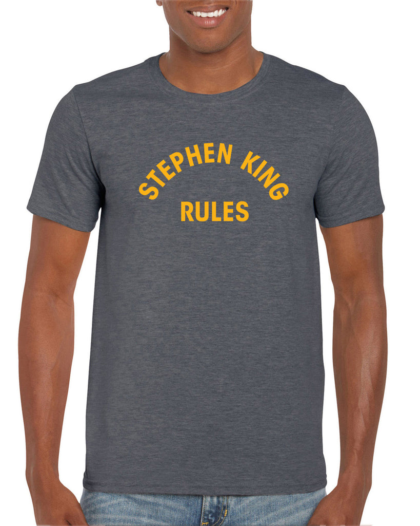 Stephen King Rules Mens Short Sleeve Shirt funny monster squad 80s movie scary horror film movie costume party halloween