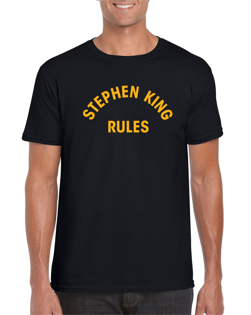 Stephen King Rules Mens Short Sleeve Shirt funny monster squad 80s movie scary horror film movie costume party halloween