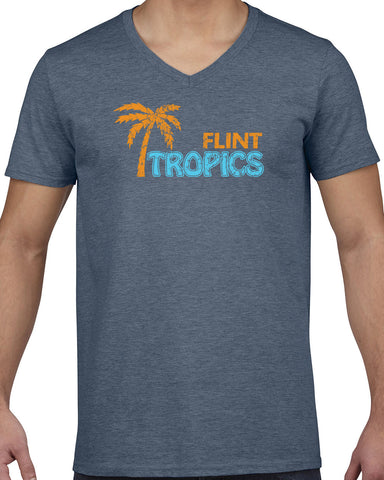 Flint Tropics Mens V-Neck Shirt Funny Semi Pro Movie Jackie Moon Basketball Jersey Uniform Halloween Costume Movie Vintage Retro