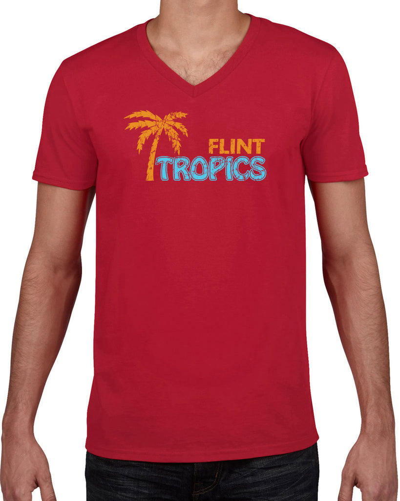 Flint Tropics Mens V-Neck Shirt Funny Semi Pro Movie Jackie Moon Basketball Jersey Uniform Halloween Costume Movie Vintage Retro