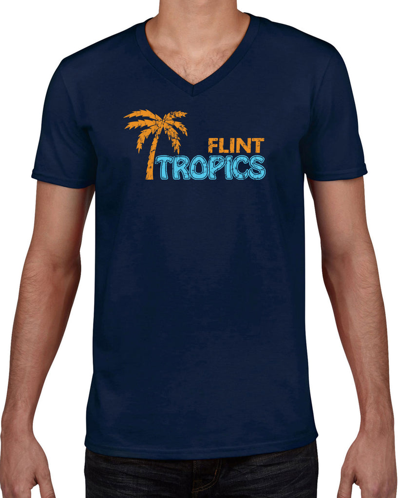 Flint Tropics Mens V-Neck Shirt Funny Semi Pro Movie Jackie Moon Basketball Jersey Uniform Halloween Costume Movie Vintage Retro