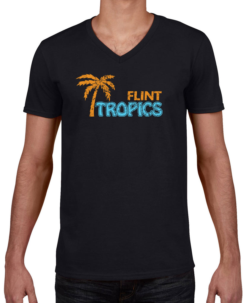 Flint Tropics Mens V-Neck Shirt Funny Semi Pro Movie Jackie Moon Basketball Jersey Uniform Halloween Costume Movie Vintage Retro