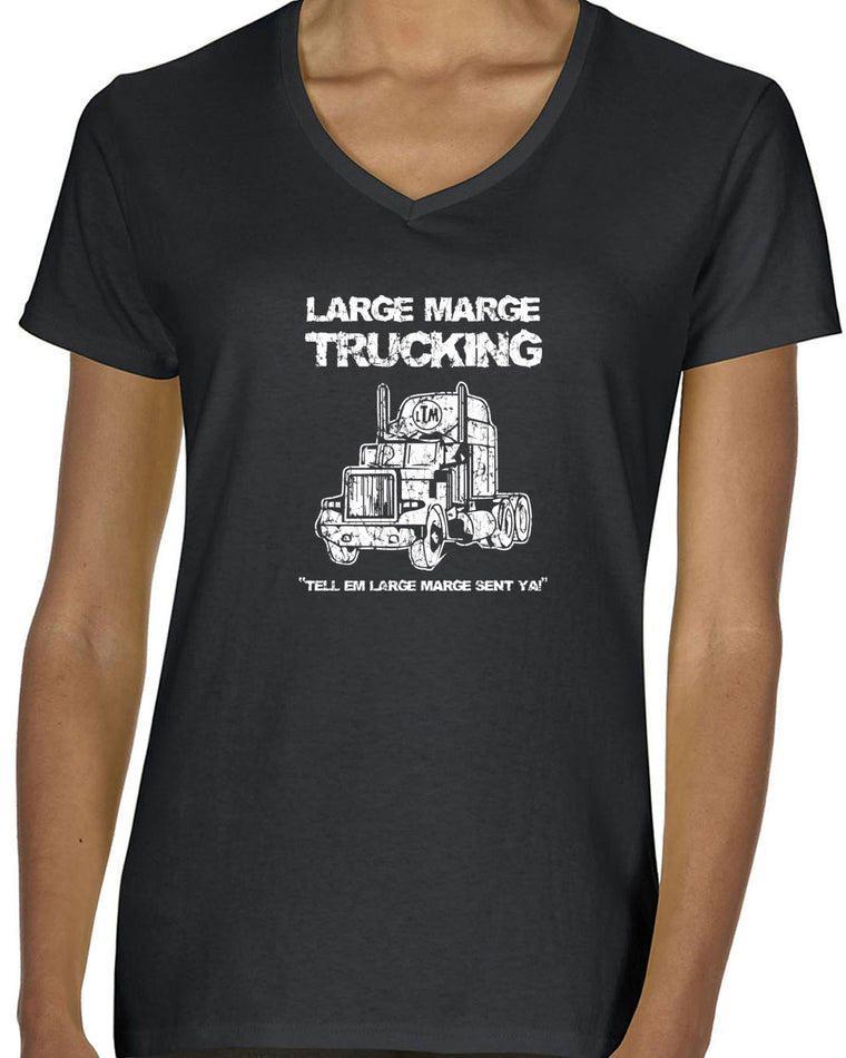 Women's Short Sleeve V-Neck T-Shirt - Large Marge Trucking