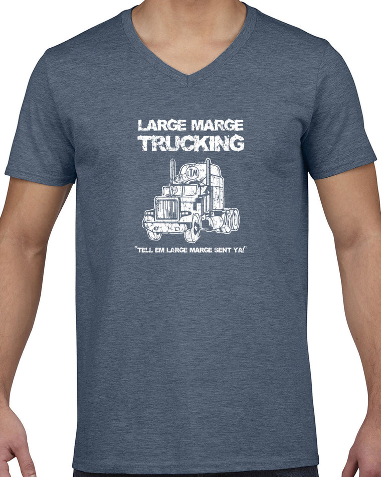 Men's Short Sleeve V-Neck T-Shirt - Large Marge Trucking