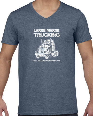 Large Marge Trucking Mens V-Neck Shirt Pee Wee's Big Adventure 80s Tell Em Large Marge Sent Ya Vintage Retro